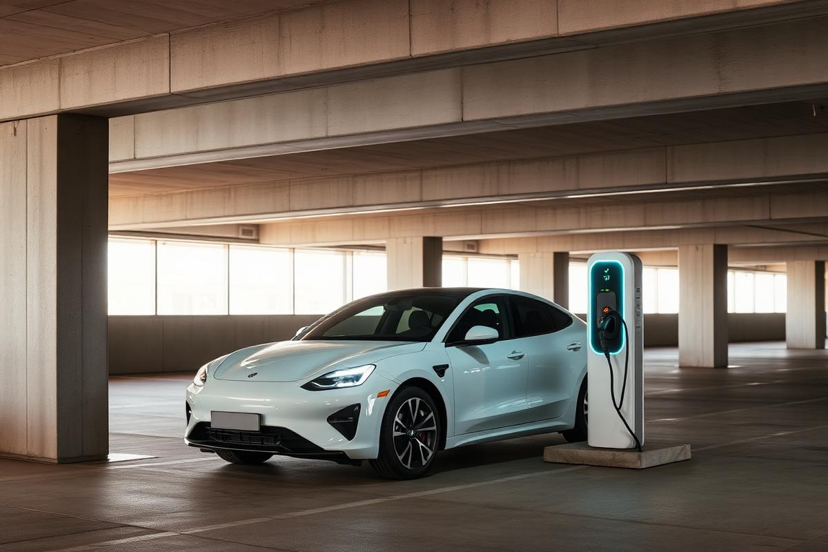 Electric car charging in an office parking garage